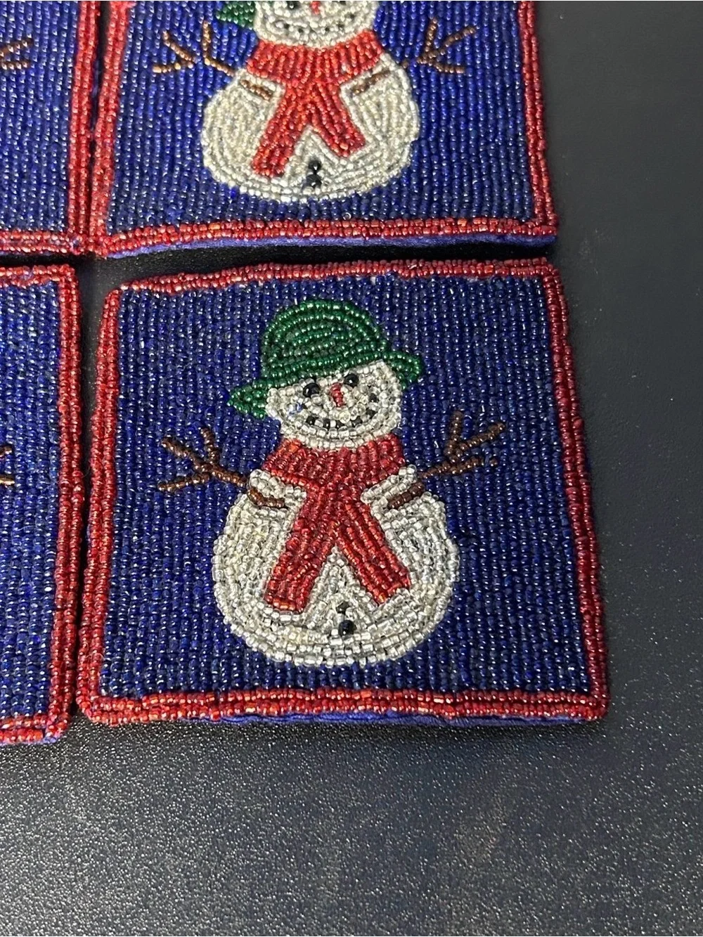 Crate and barrel snowman coasters